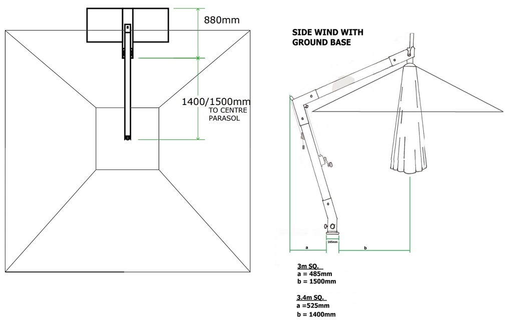 hurricane side wind specs for in ground base