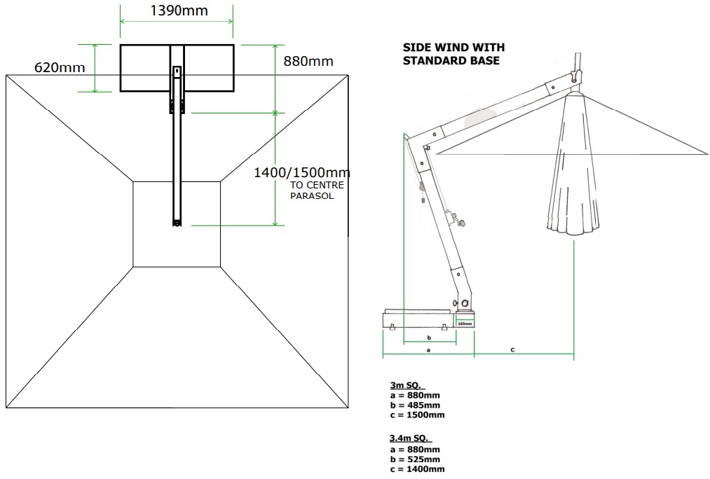 hurricane side wind base specs and drawing